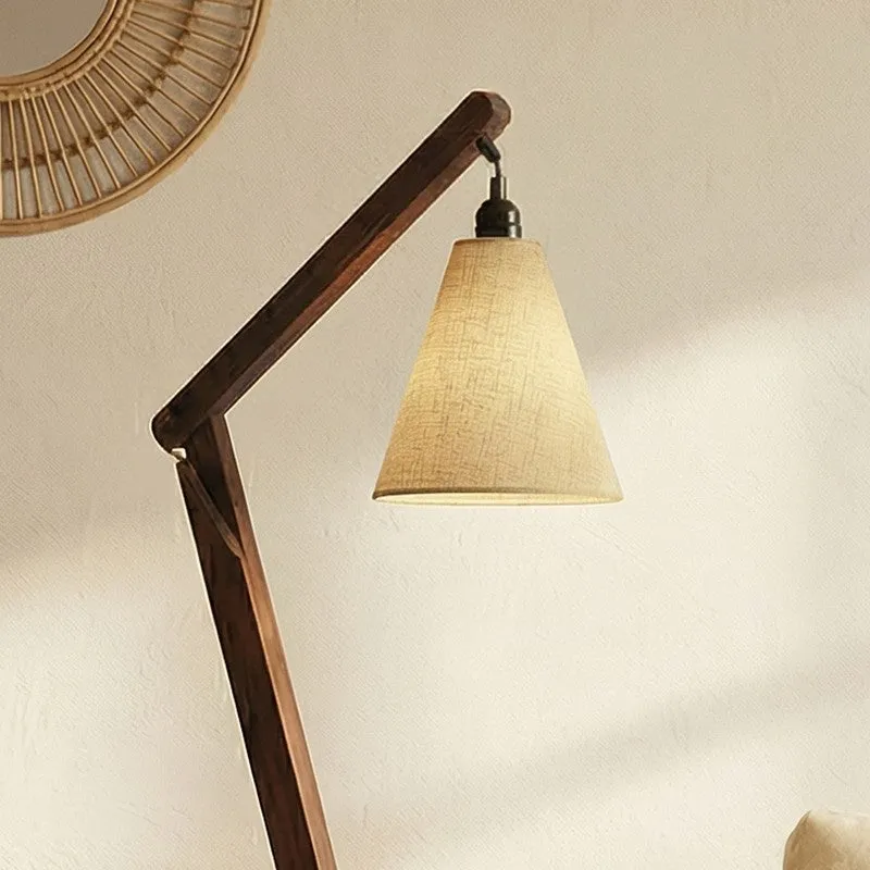 Ixena Arched Wooden Floor Lamp with Fabric Shade media 5