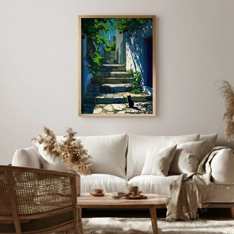 Old Town Canvas Wall Painting - Brown Frame media 1
