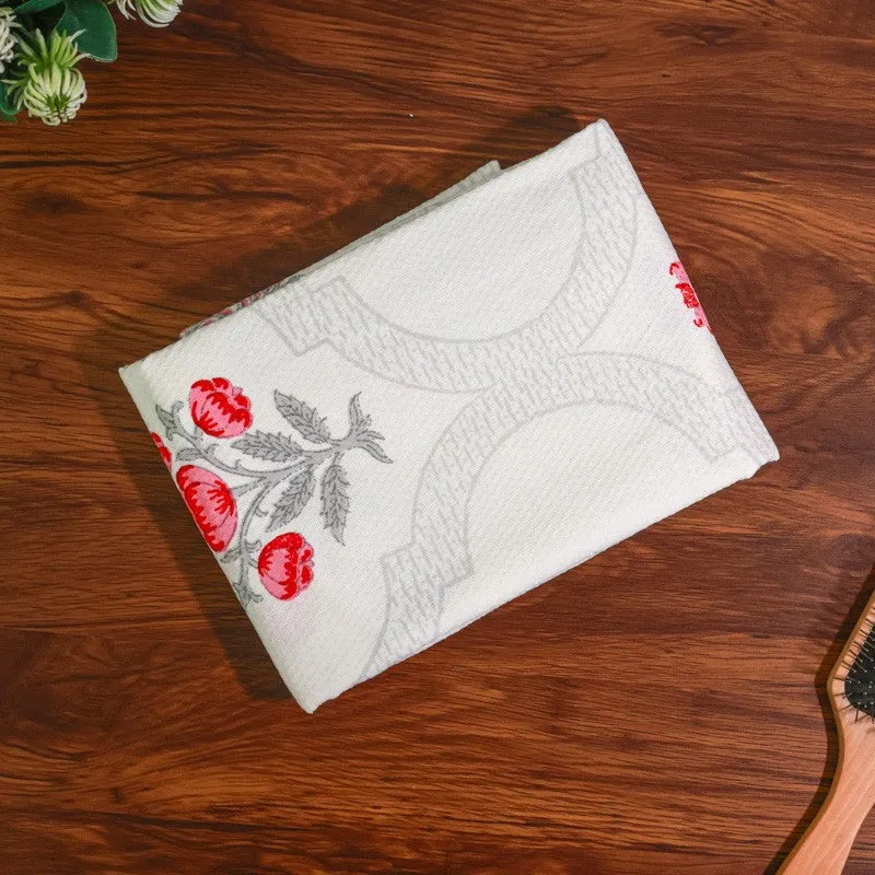 Flora Drift Cotton BathTowel - Red & White media 5