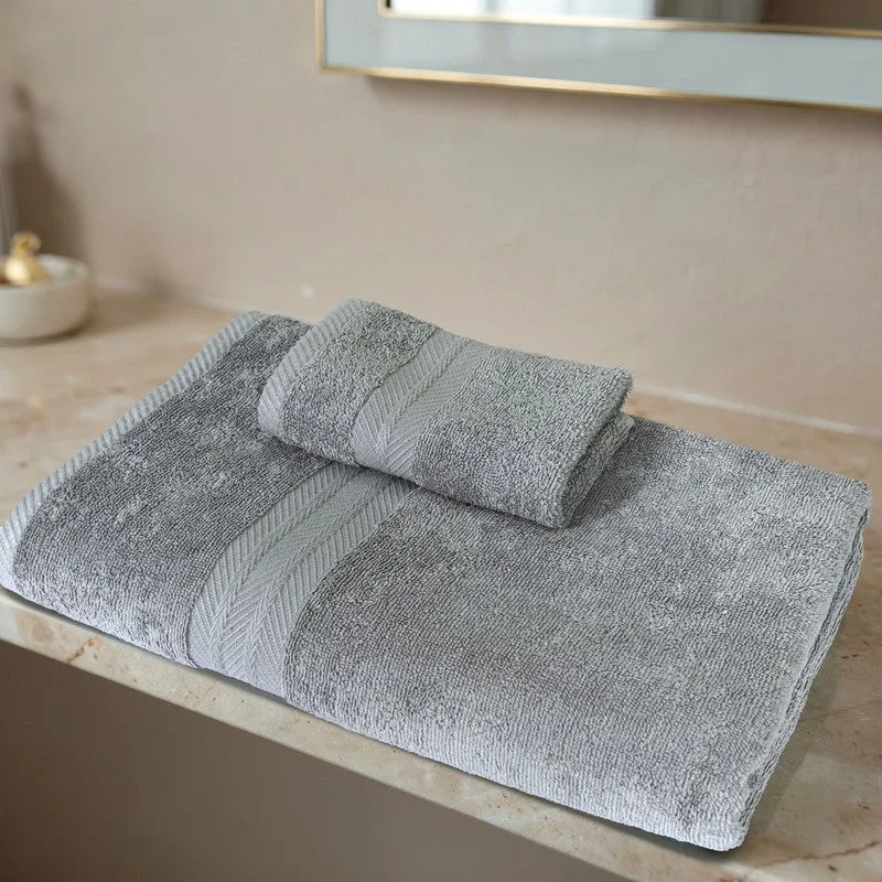 PlushAura Cotton Bath Towel (Grey) media 6