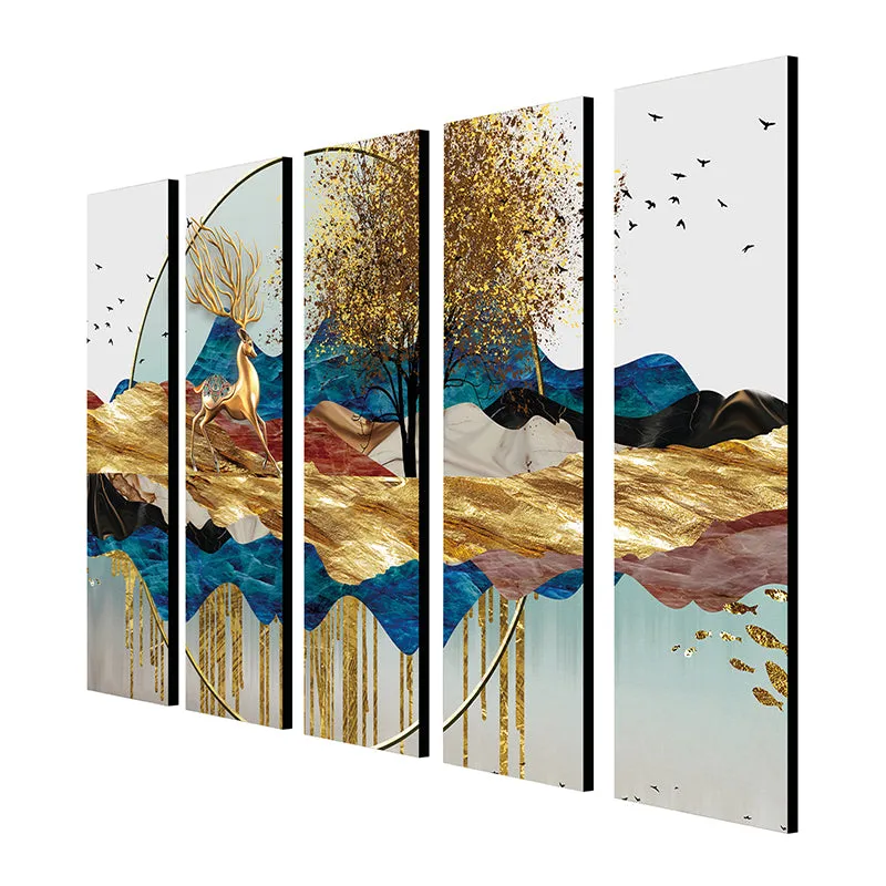 Cosmic Landscape Canvas Wall Art - Set Of Five media 5