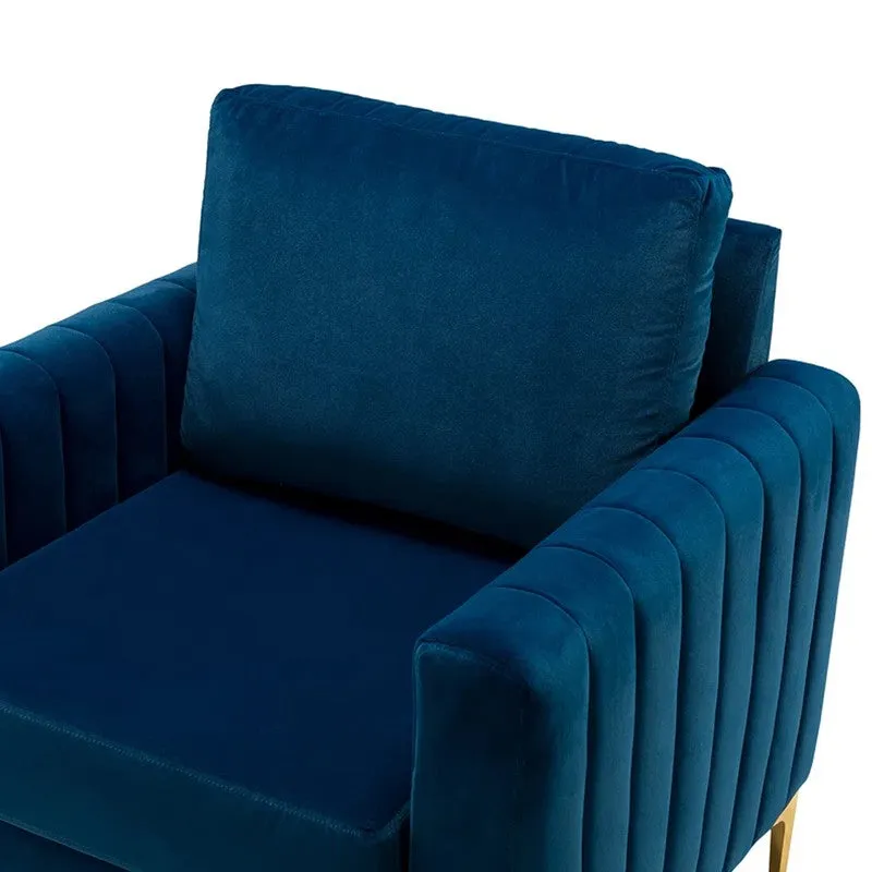 Baseo Neem Wood Accent Chair - Blue media 9