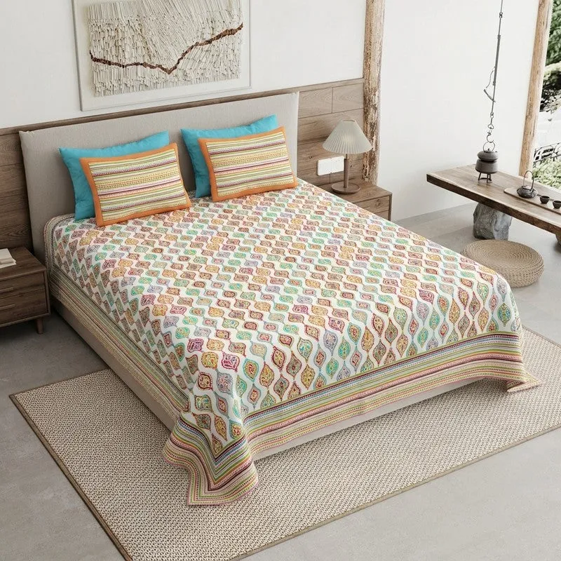 Royal Blend Cotton Bedsheet (Blue,Pink) - 120 TC media 1
