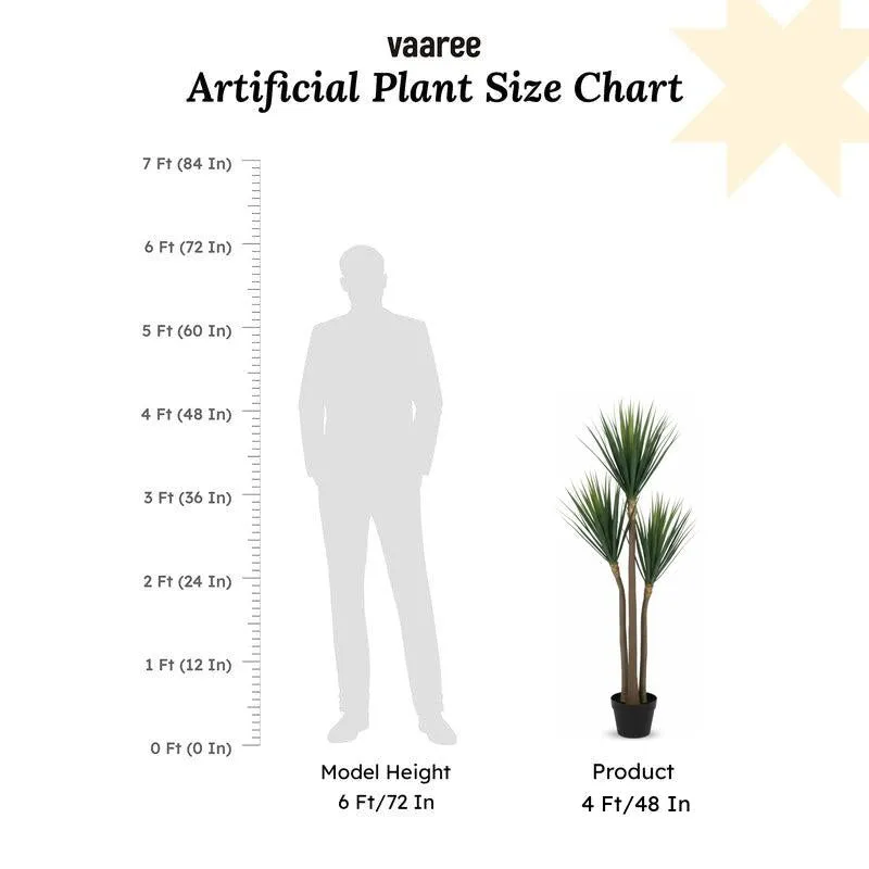 Faux Lush Yucca Plant With Black Plastic Pot - 4 Feet media 6