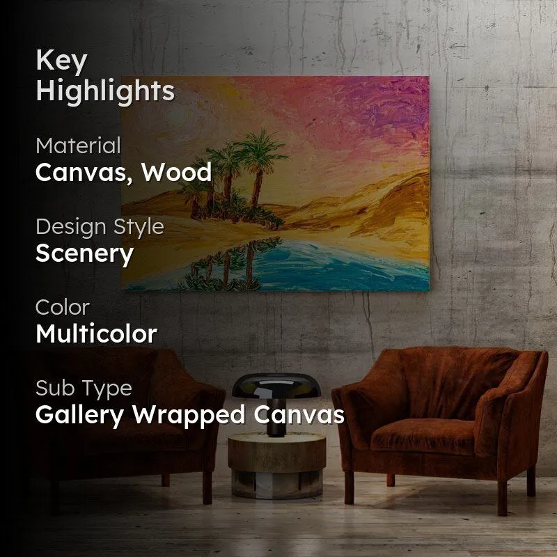 Oasis In The Sahara desert Canvas Wall Painting - Gallery Wrap media 2