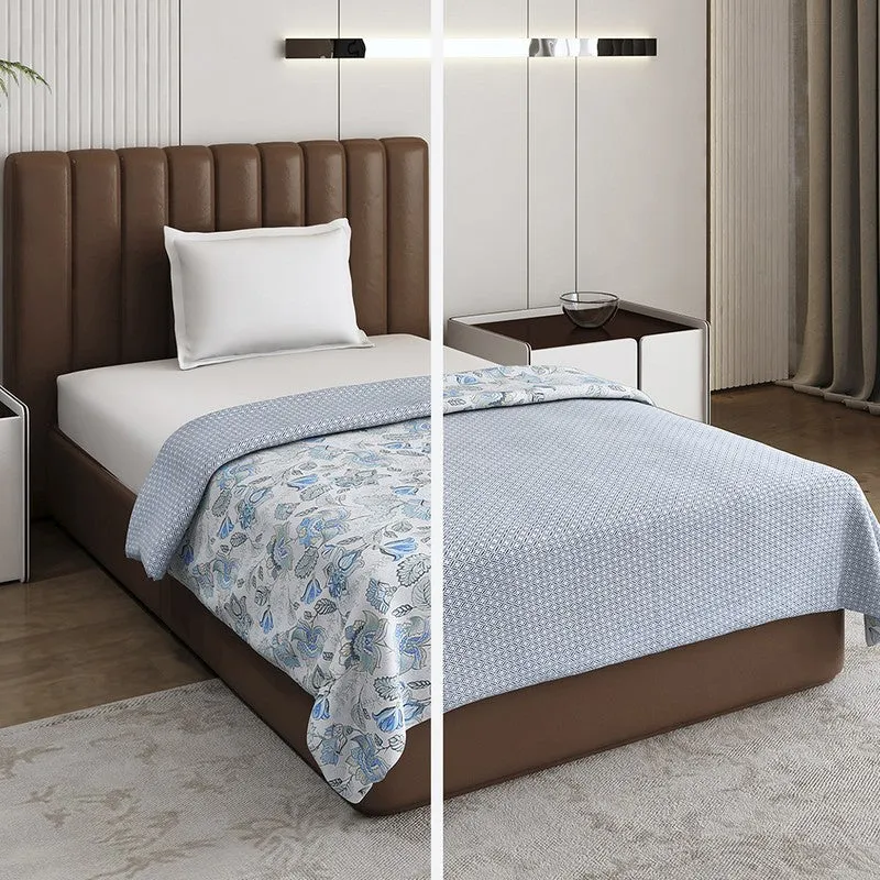 Monte Carlo Bloomella Floral Polycotton Reversible Dohar (Light Blue) - 150 GSM media 3