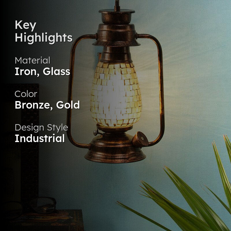 Avina Mosaic Lantern Iron Wall Lamp - Bronze media 2