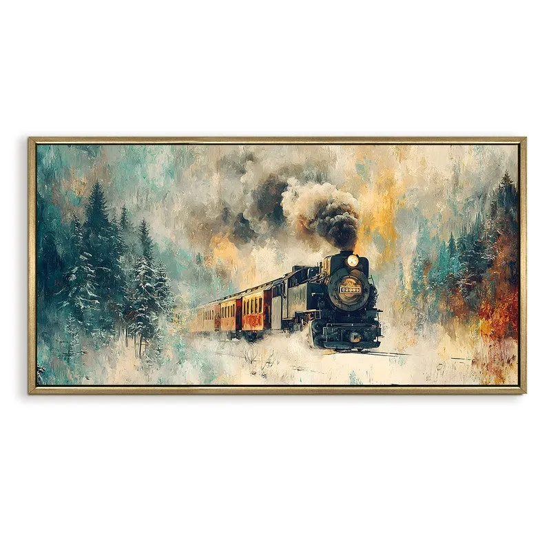 Locomotive Canvas Wall Painting With Frame media 3