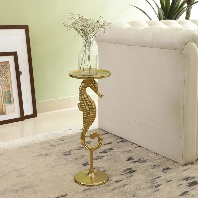 Seahorse Base Aluminum Side Table - Gold media 1