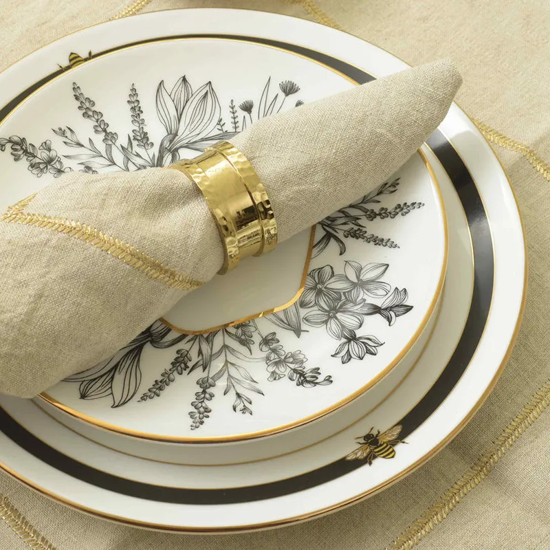 Gilded Bee 24k Gold Brushed Porcelain Dinner Set - 33 Piece Set media 5