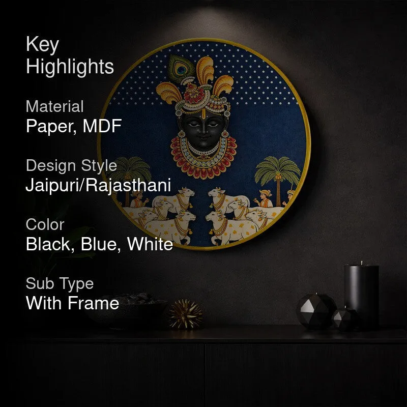 Shrinathji With Cows Pichwai Paper Wall Art - 2