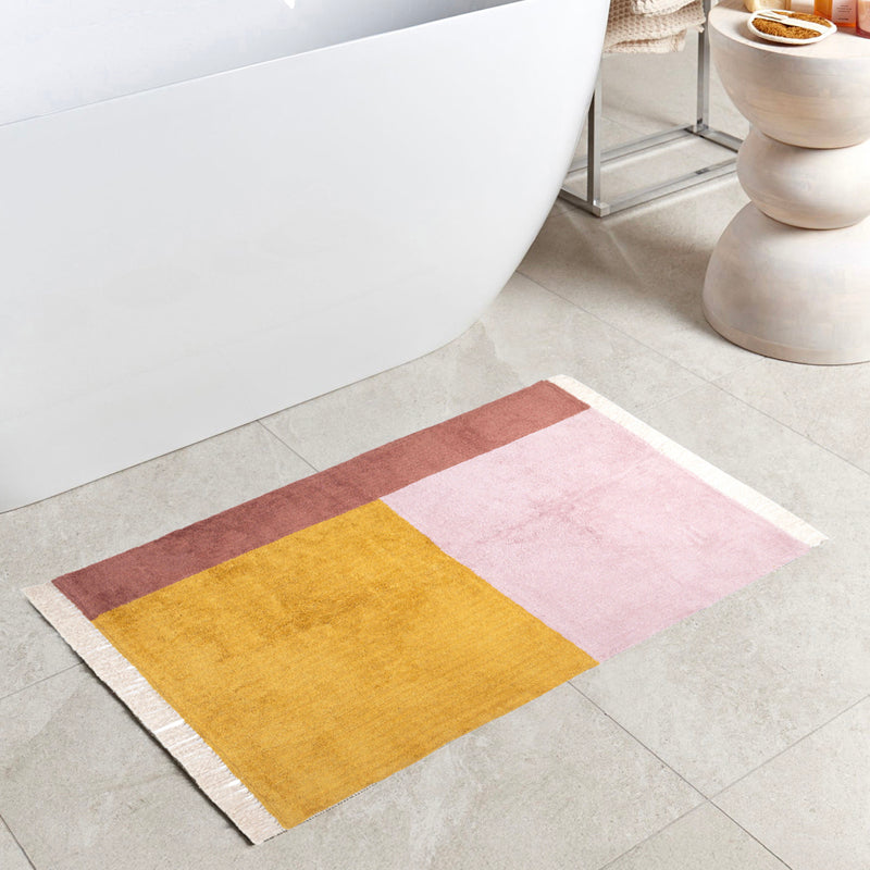 Elvani Cotton Bath Mat - Peach & Yellow media 3