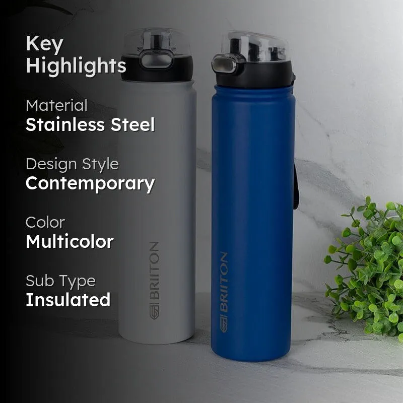 Harpo Sip Hot & Cold Thermos Water Bottle (White & Blue, 750 mL Each) - Set Of Two media 2
