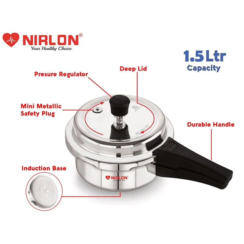 Nirlon Aluminum Pressure Cooker - 1500 mL/ 9 Inches media 5