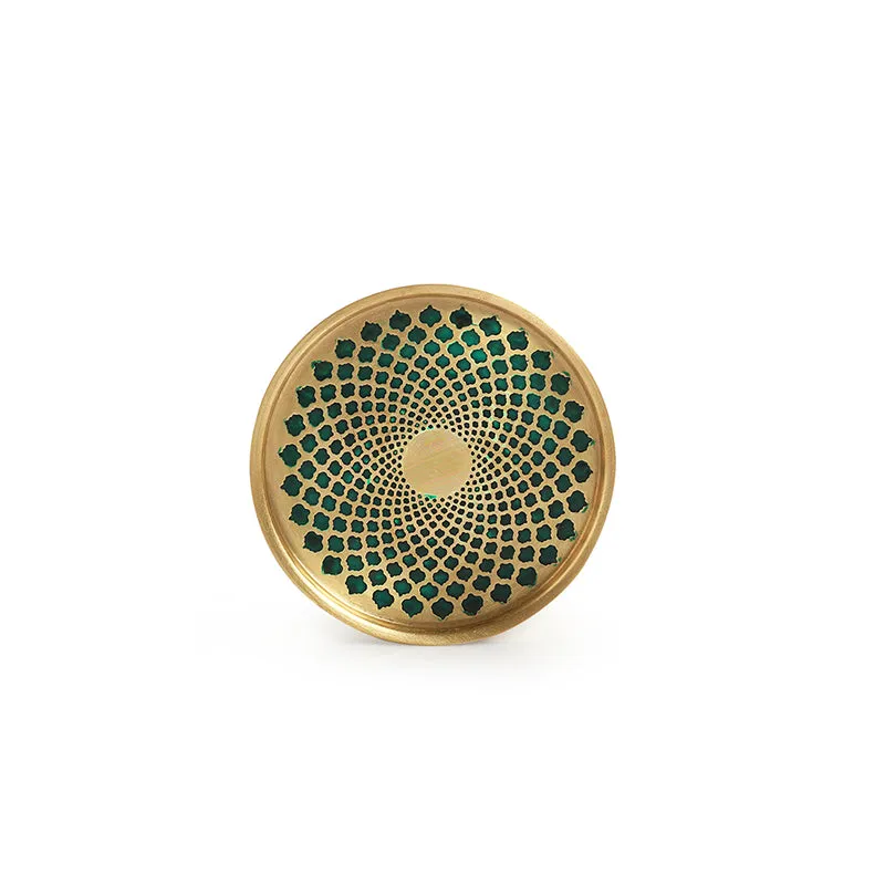 Mughal Mirage Brass Coaster (Green & Pink) - Set Of Two media 4