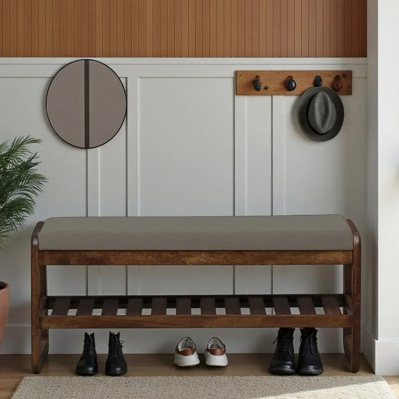 Tread Mango Wood Shoe Rack - Grey media 1