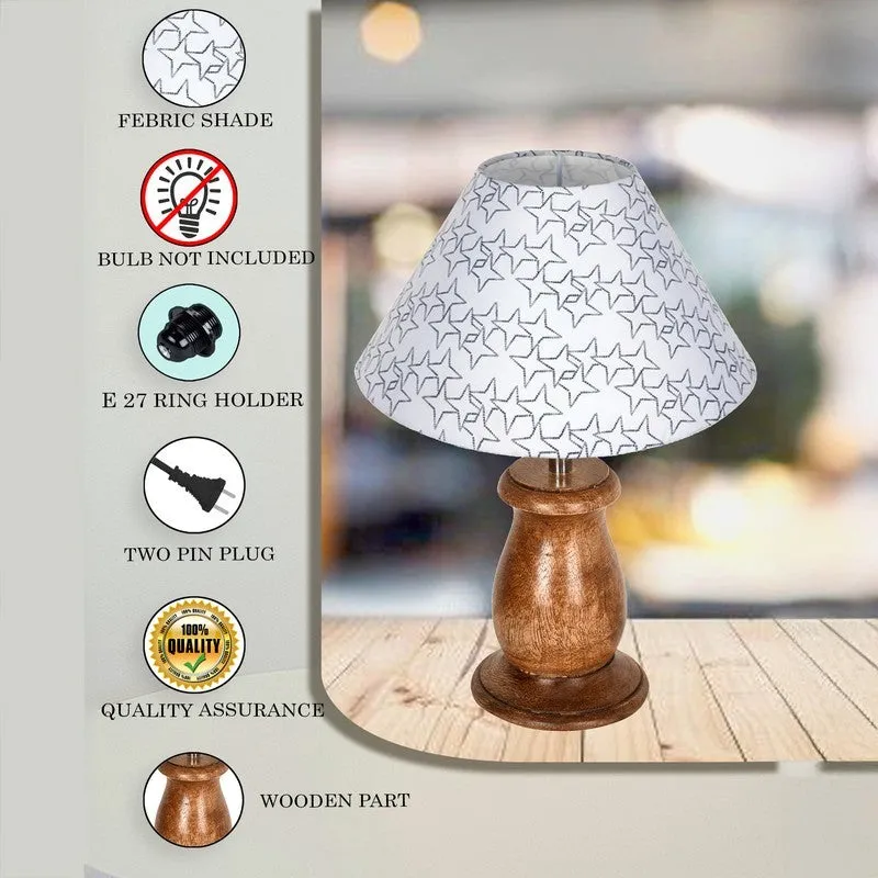 StyleAura Designer Bedside Wooden Table Lamp - White,Brown media 6