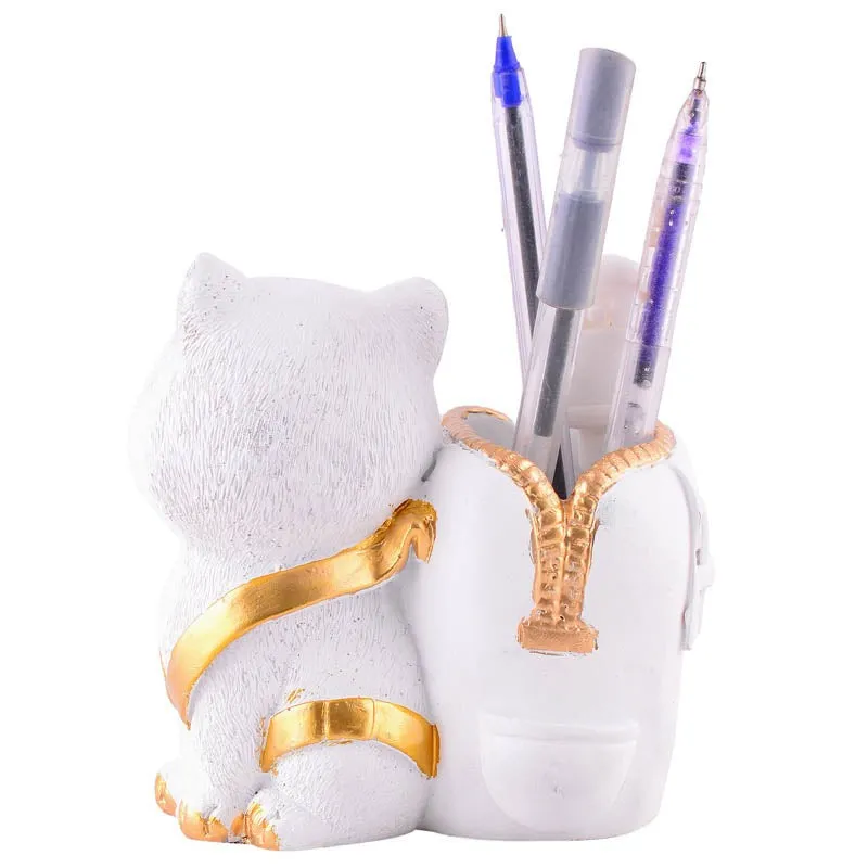 Meow & Mark Painted Polyresin Pen Stand - White media 6