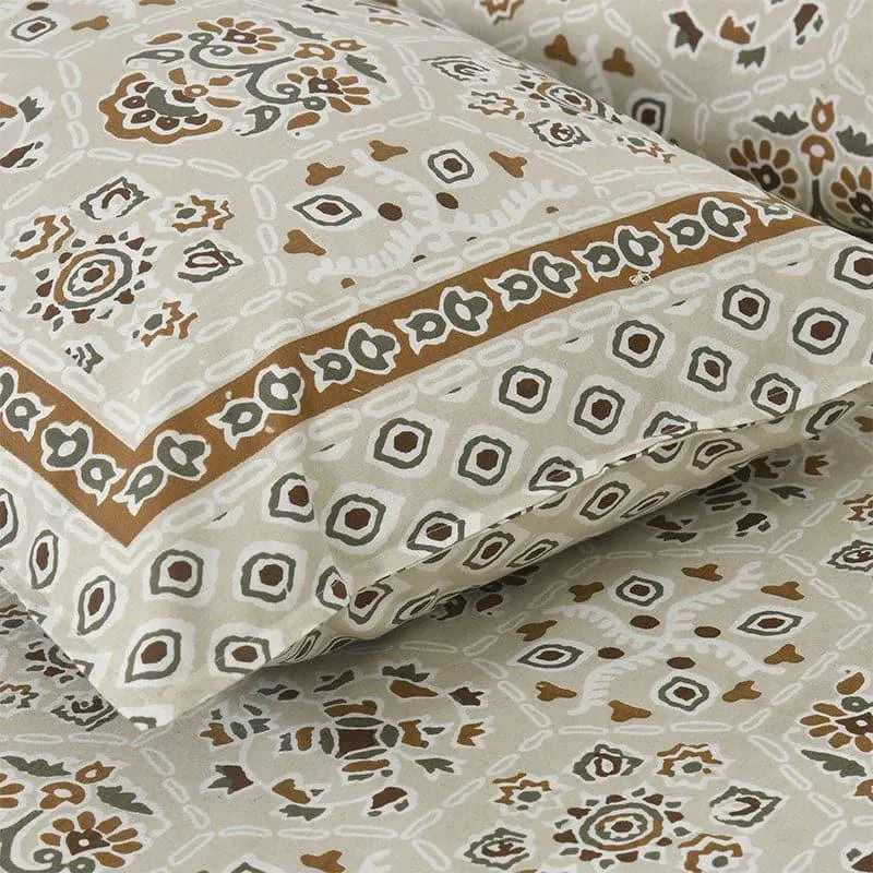 Avsara Floral Cotton Bedsheet (Brown,Beige) - 160 TC media 5