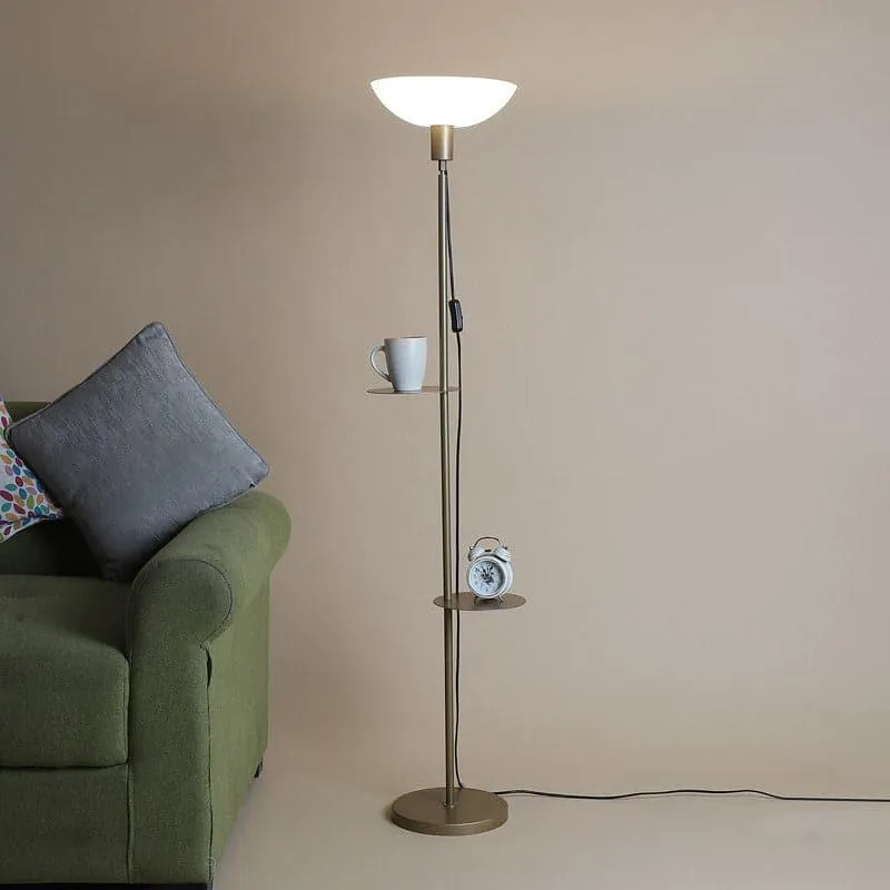 Corvina Gold Floor Lamp With Shelf media 1