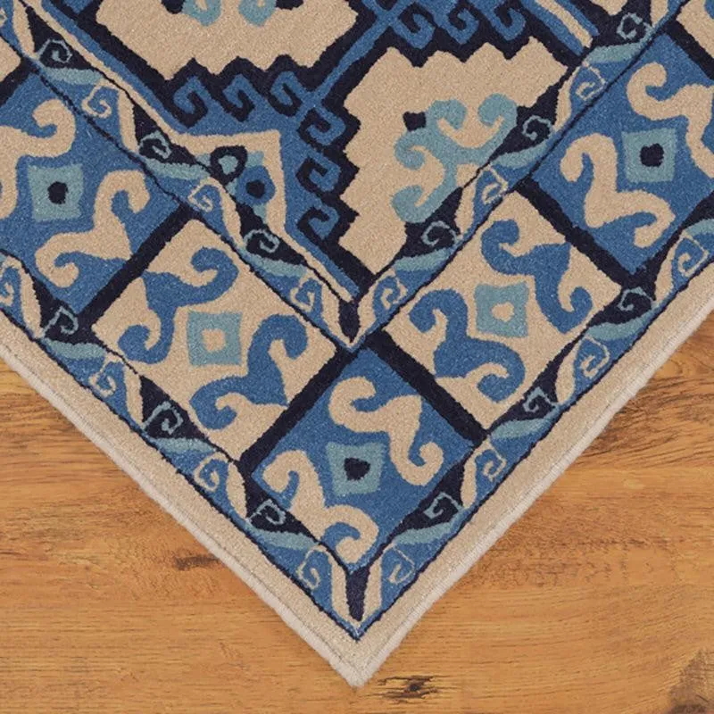 Gamling Hand Tufted Ethnic Wool & Nylon Carpet - Blue media 5