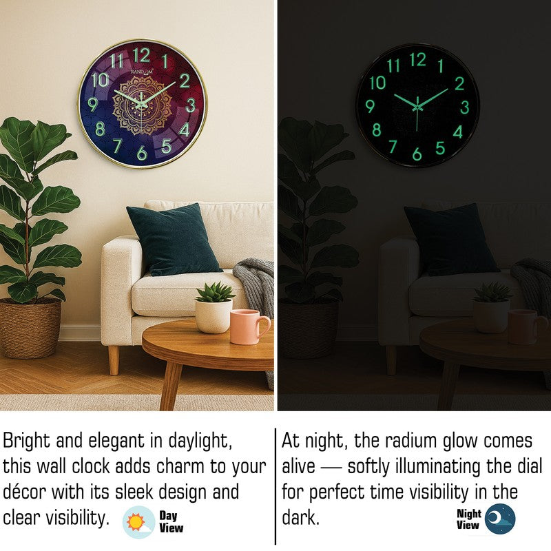 Mandala Round Floral Plastic Wall Clock - Purple media 5