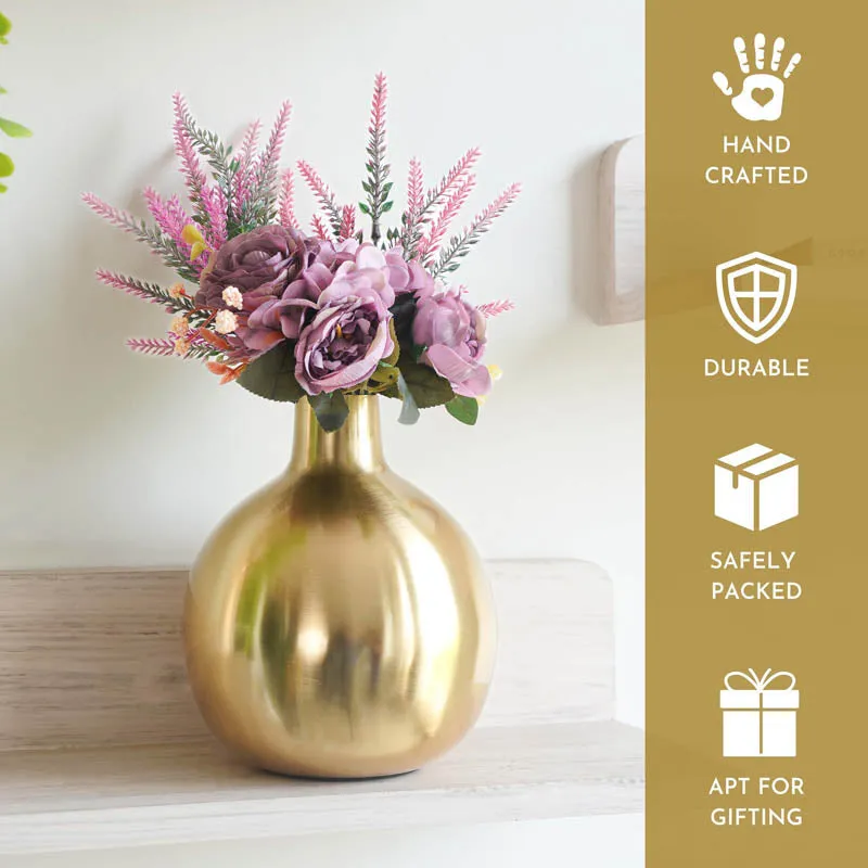 Sheen Metal Golden Flower vase - Shiny Gold media 1