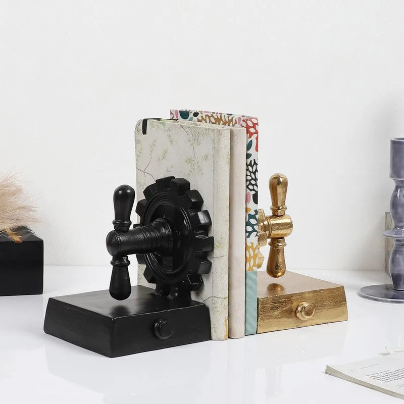 The Gearlock Bookend (Gold & Black) - Set Of Two media 1