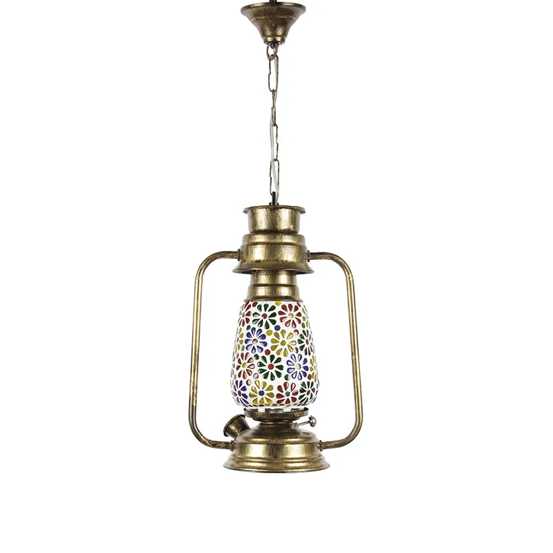 Madhura Mosaic Lantern Glass Ceiling Lamp - Gold media 4