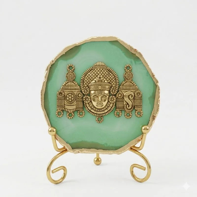 Mahalakshmi Agate Showpiece With Stand - Green media 3