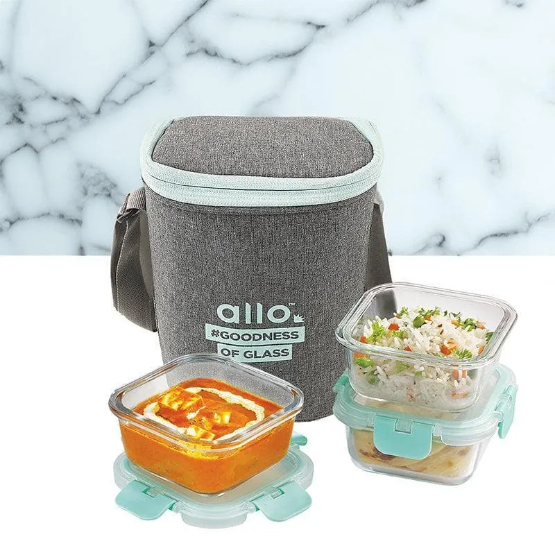 Jonas Lunchbox With Square Denim Grey Bag (310 ML) - Set Of Three media 3