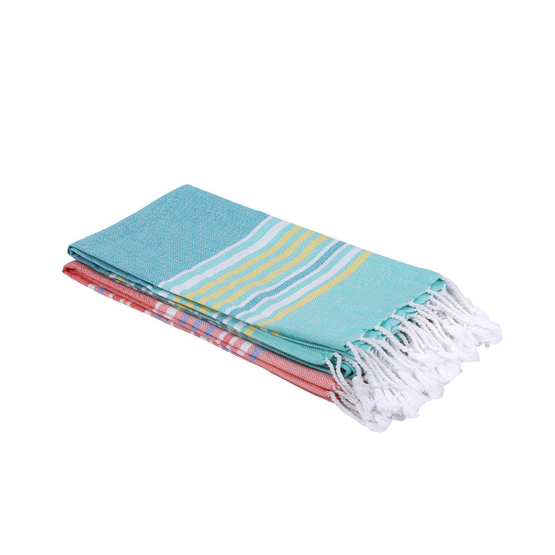 Jadore Bath Towel (Peach & Blue) - Set Of Two media 3