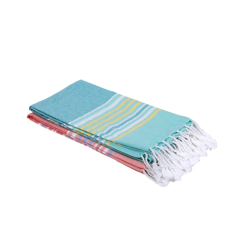 Jadore Bath Towel (Peach & Blue) - Set Of Two media 3