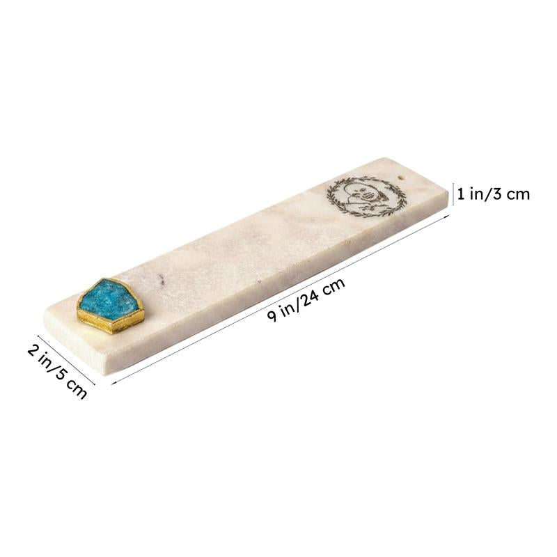 Guruji Marble Incense Holder With Agate Plating - Turquoise Blue media 6