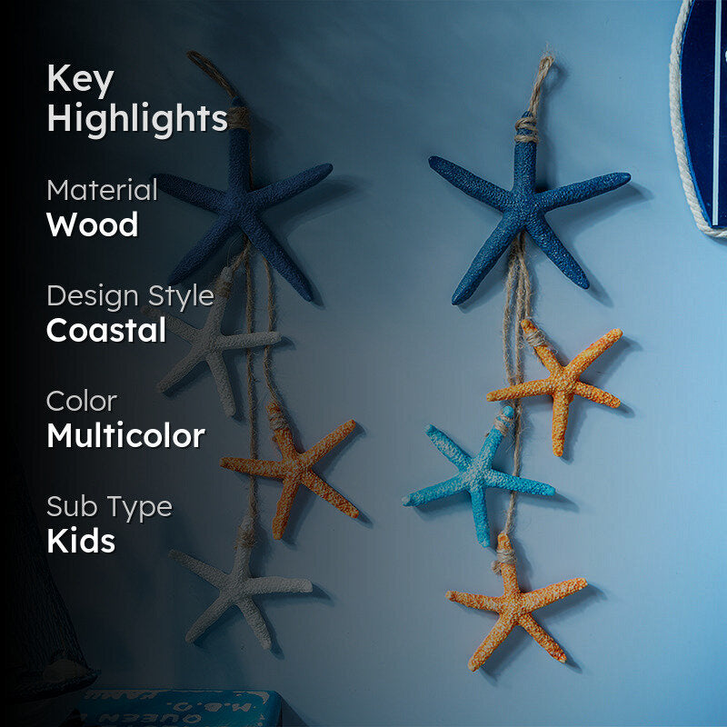 Starfish String Wooden Wall Accent (Dark Blue) - Set Of Two media 2