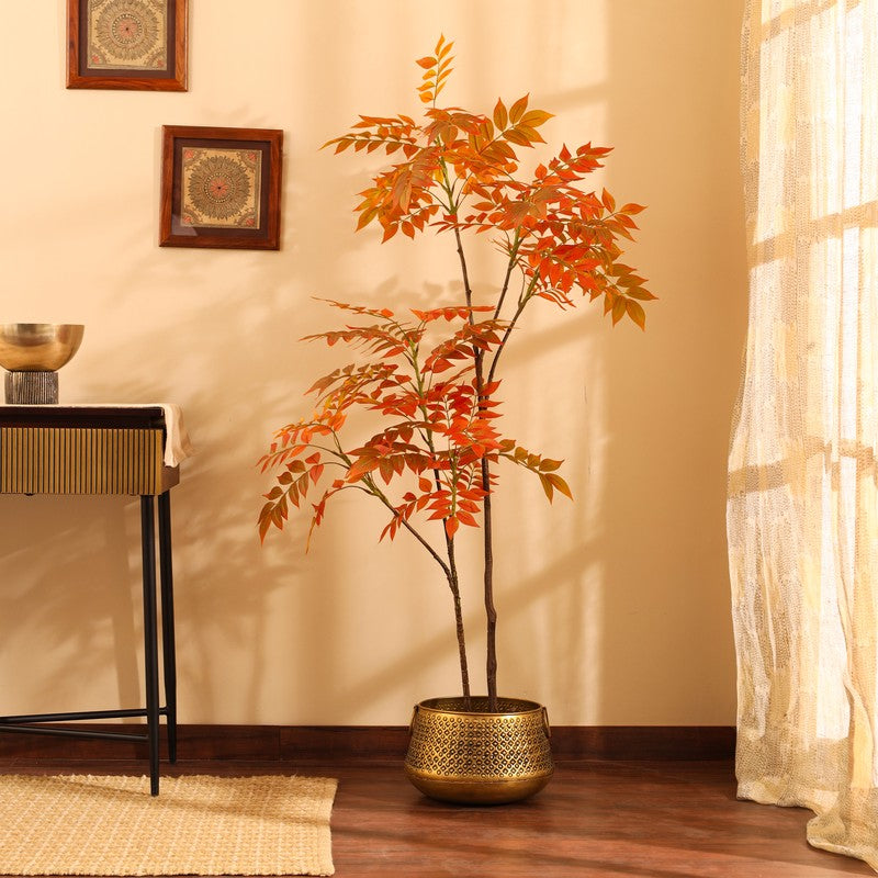 Luviro Bushy Artificial Sumac Plant With Black Plastic Pot 5 ft