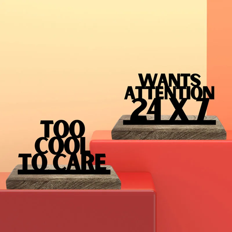 Too Cool To Care Typography Showpiece - Set Of Two media 3