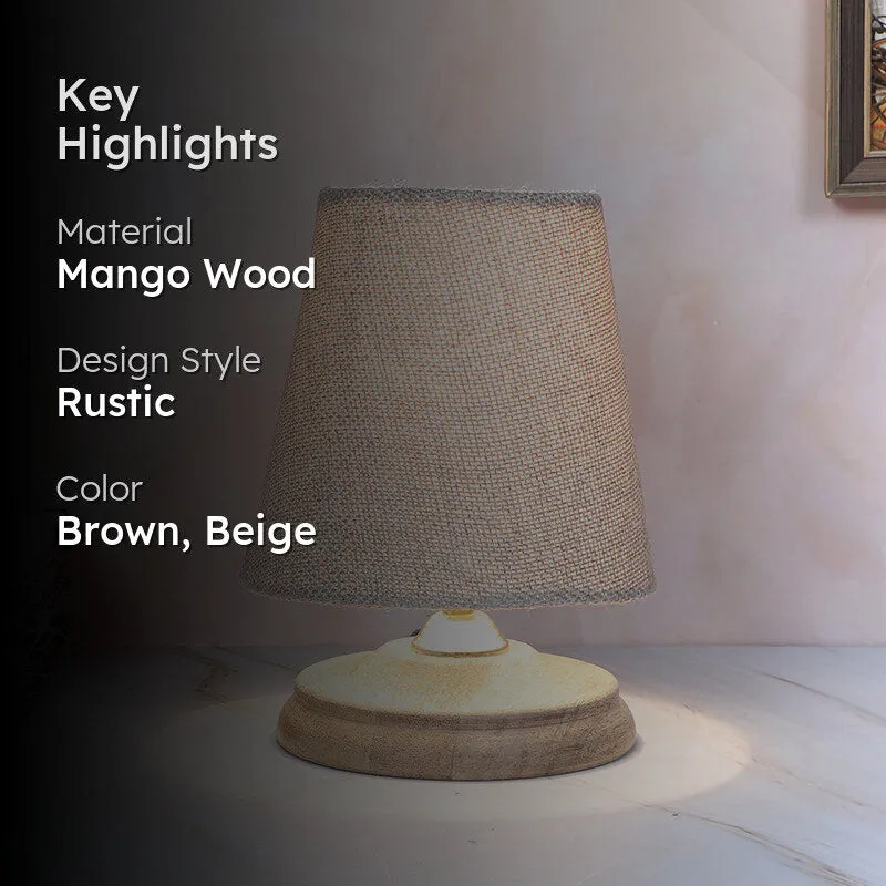 Tatami Pebble Solid Mango Wood Table Lamp - Brown,Beige media 2