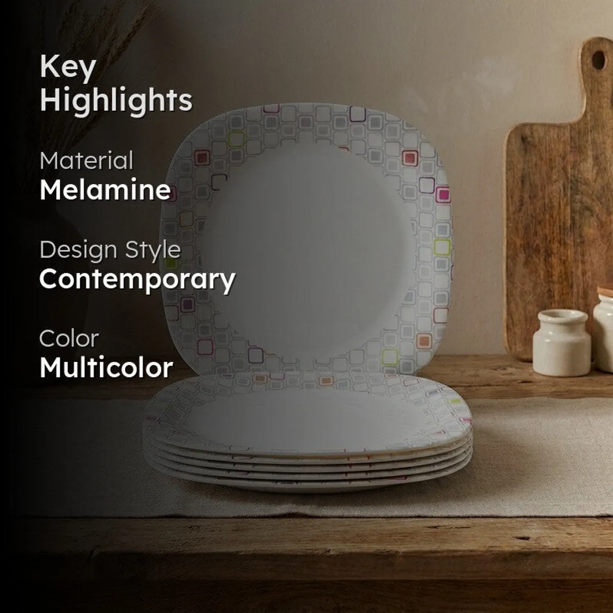 Candy Blocks Melamine Quarter Plates - Set of Six - 2