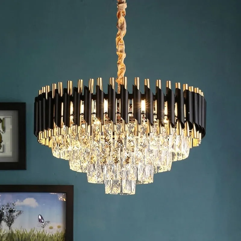 Elite Radiance Metal Chandelier - Gold & Black media 1