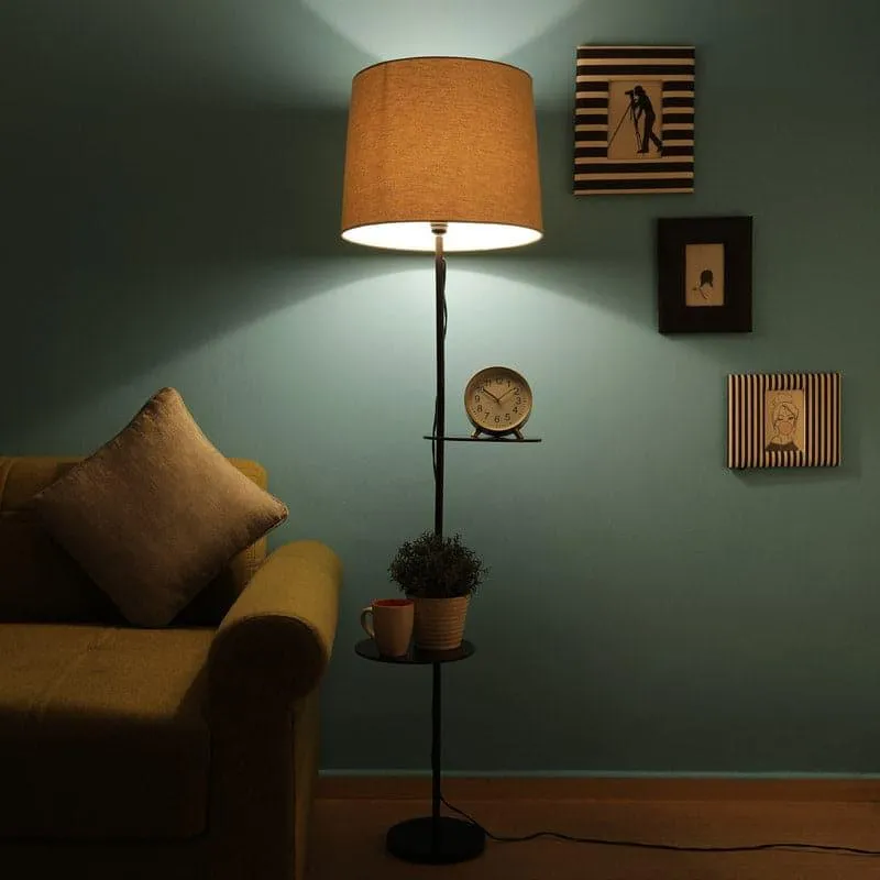 Amera Black Floor Lamp With Shelf media 1