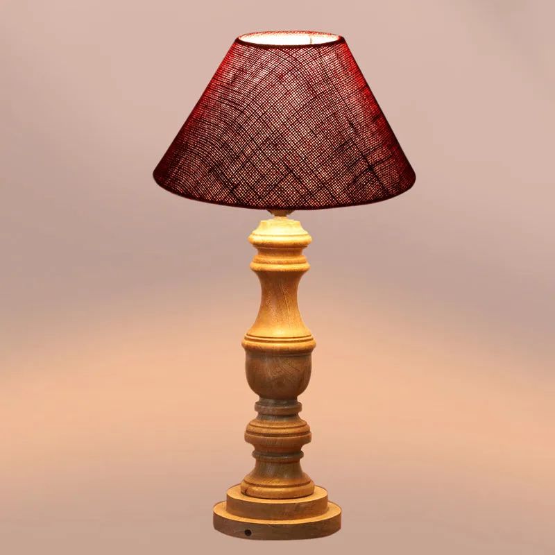 Sienna II Carve Wooden Table Lamp - Red,Brown media 4
