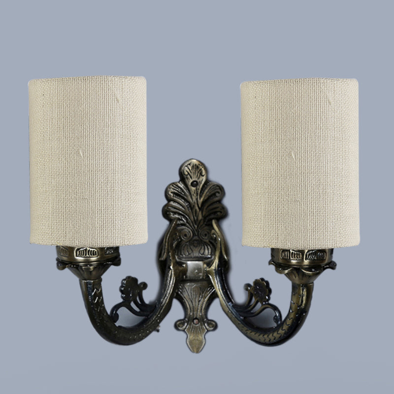 Vintage Duo Fabric & Metal Wall Lamp - Beige media 4