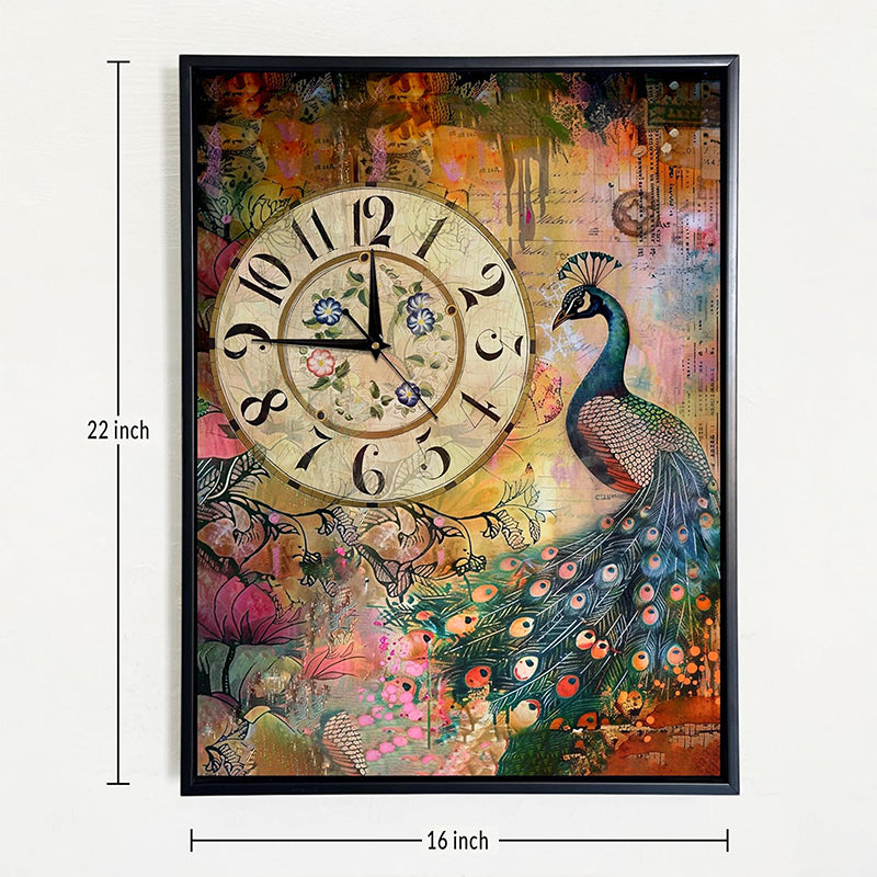 Peacock Of Time Wall Art With Clock media 7