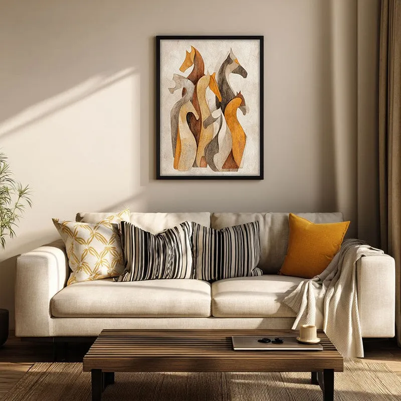Horse Silhouettes Wall Painting With Black Frame media 5