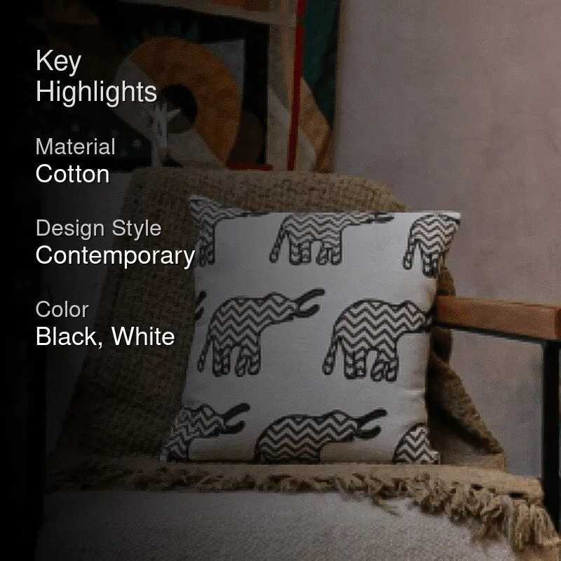Plushie Trunks Tufted Cushion Cover - Black & White media 2