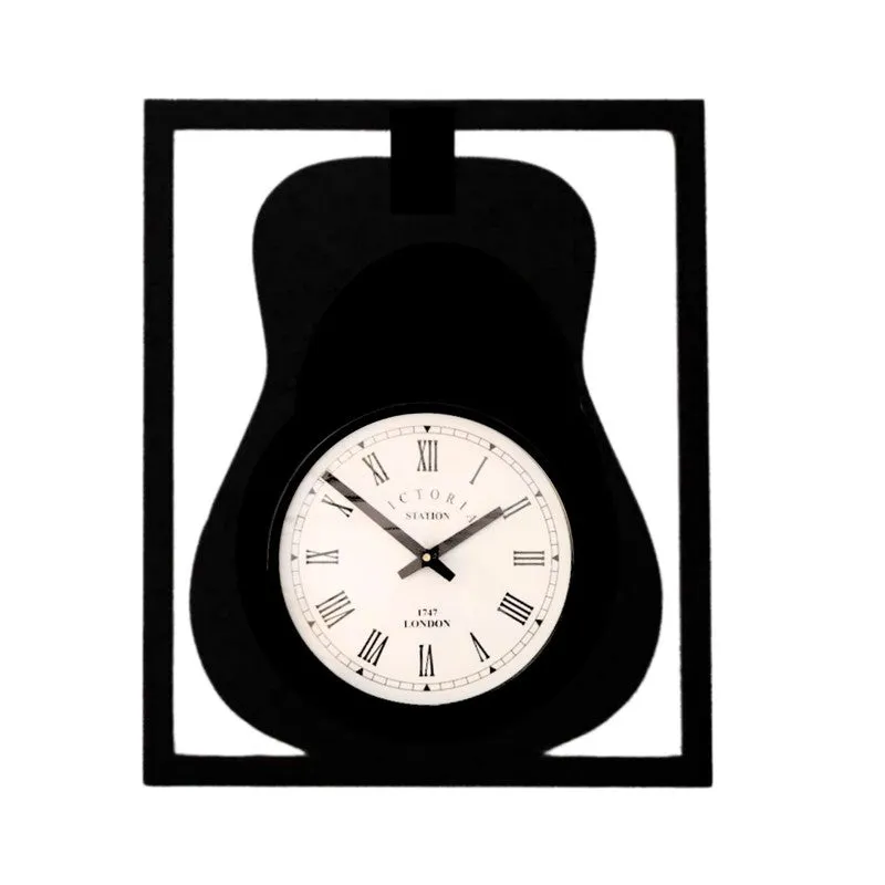 Guitar Steel Analog Wall Clock - Black media 4