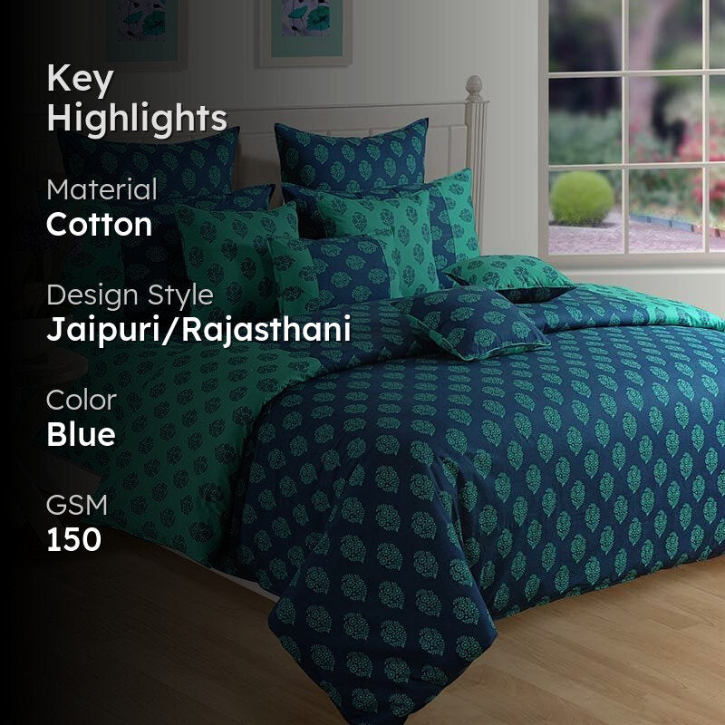 Swayam Rajastha Cotton Comforter (Turquoise) - 150 GSM media 2