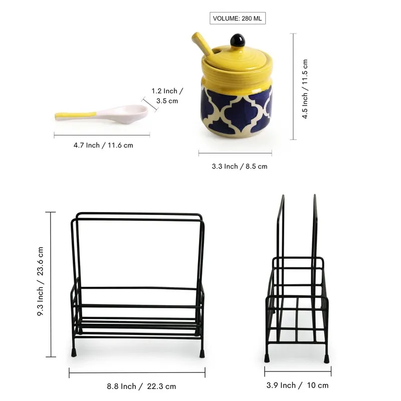 Moroccan Dream Handpainted Storage Jar With Stand (280 Ml) - Five Piece Set media 6
