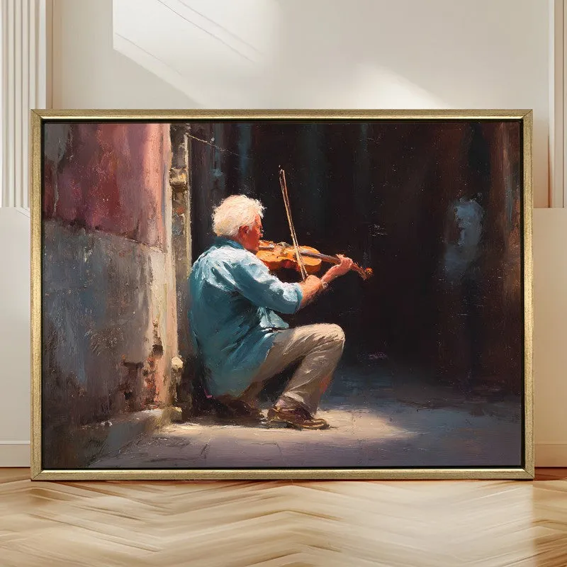 Alley Violin Canvas Wall Painting With Frame media 4